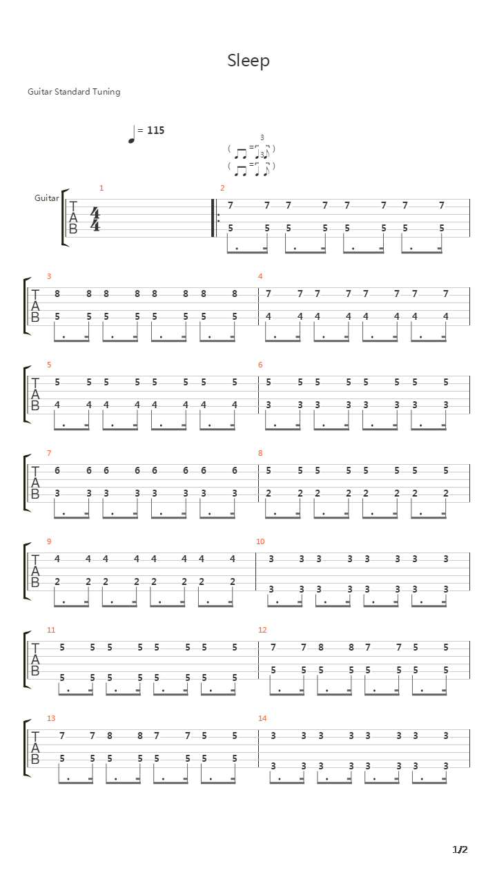 Sleep吉他谱