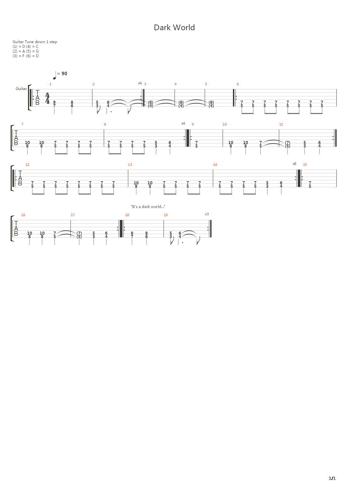 Dark World吉他谱