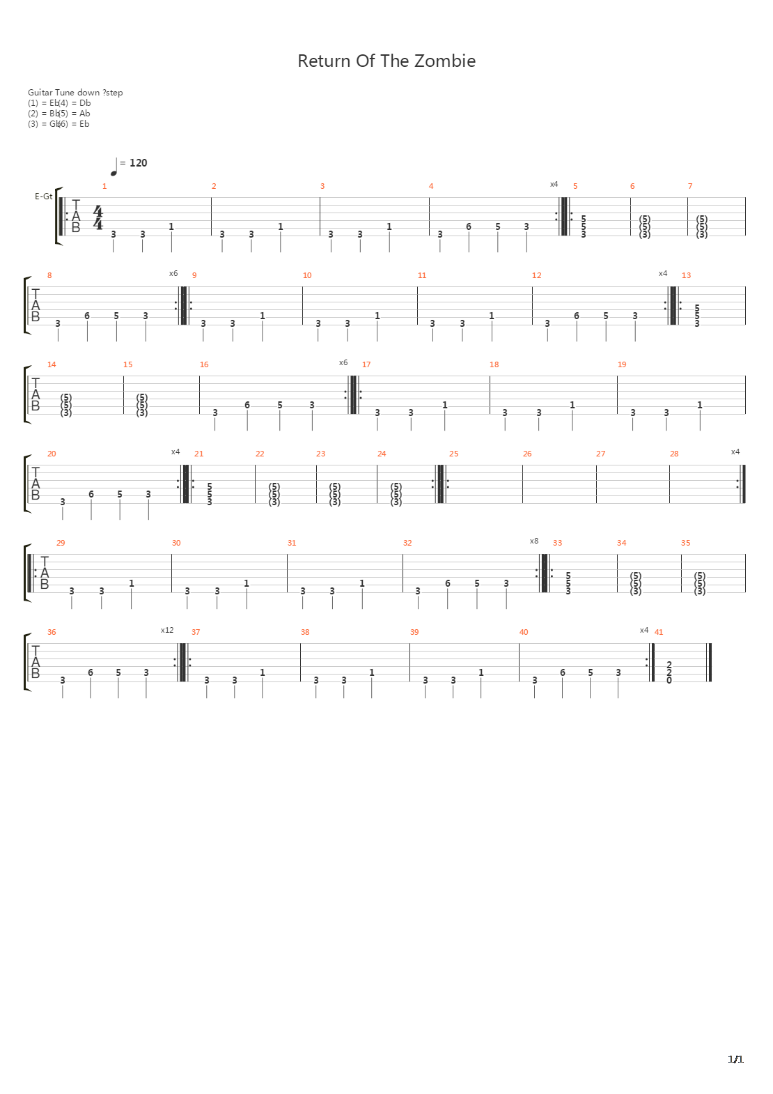 Return Of The Zombie吉他谱