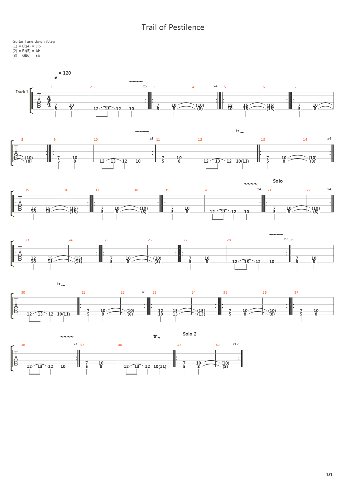 Trail Of Pestilence吉他谱