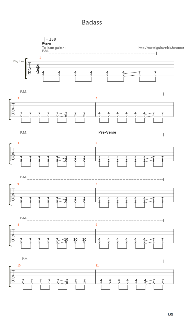 Badass吉他谱