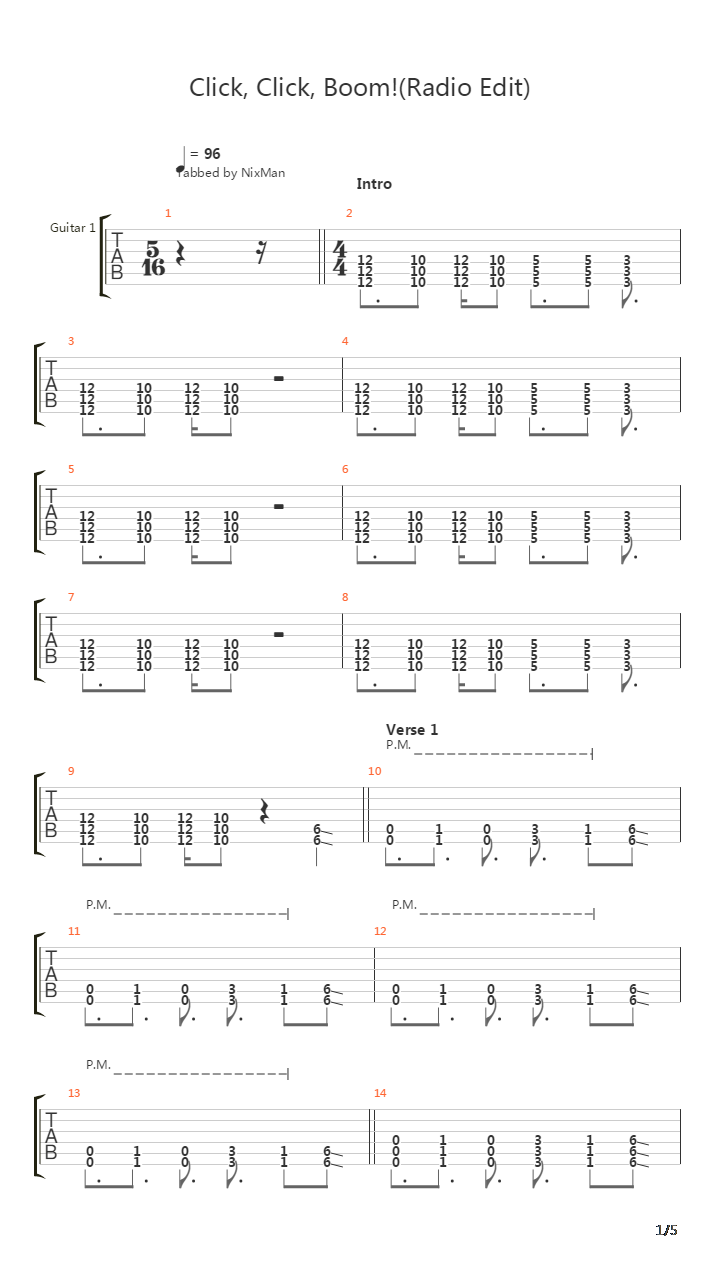 Click Click Boom吉他谱