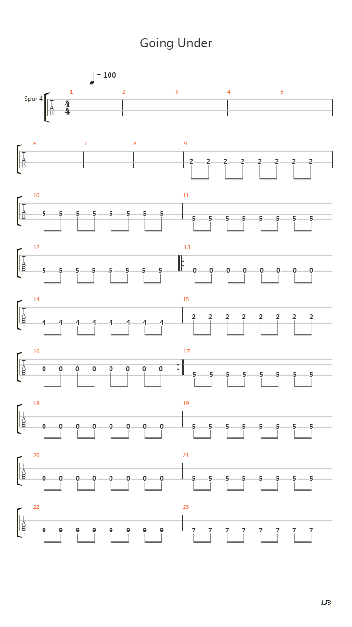 Going Under吉他谱