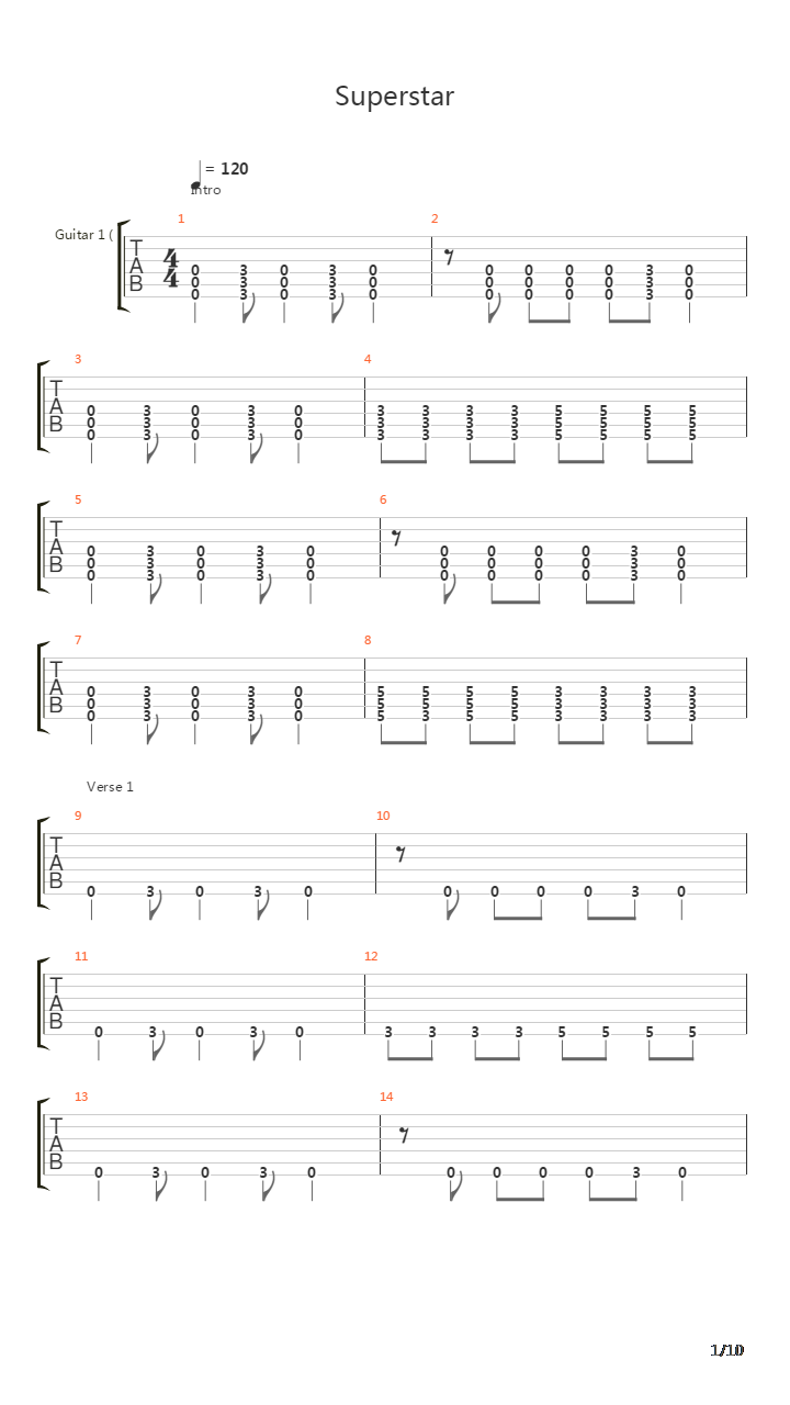 Superstar吉他谱