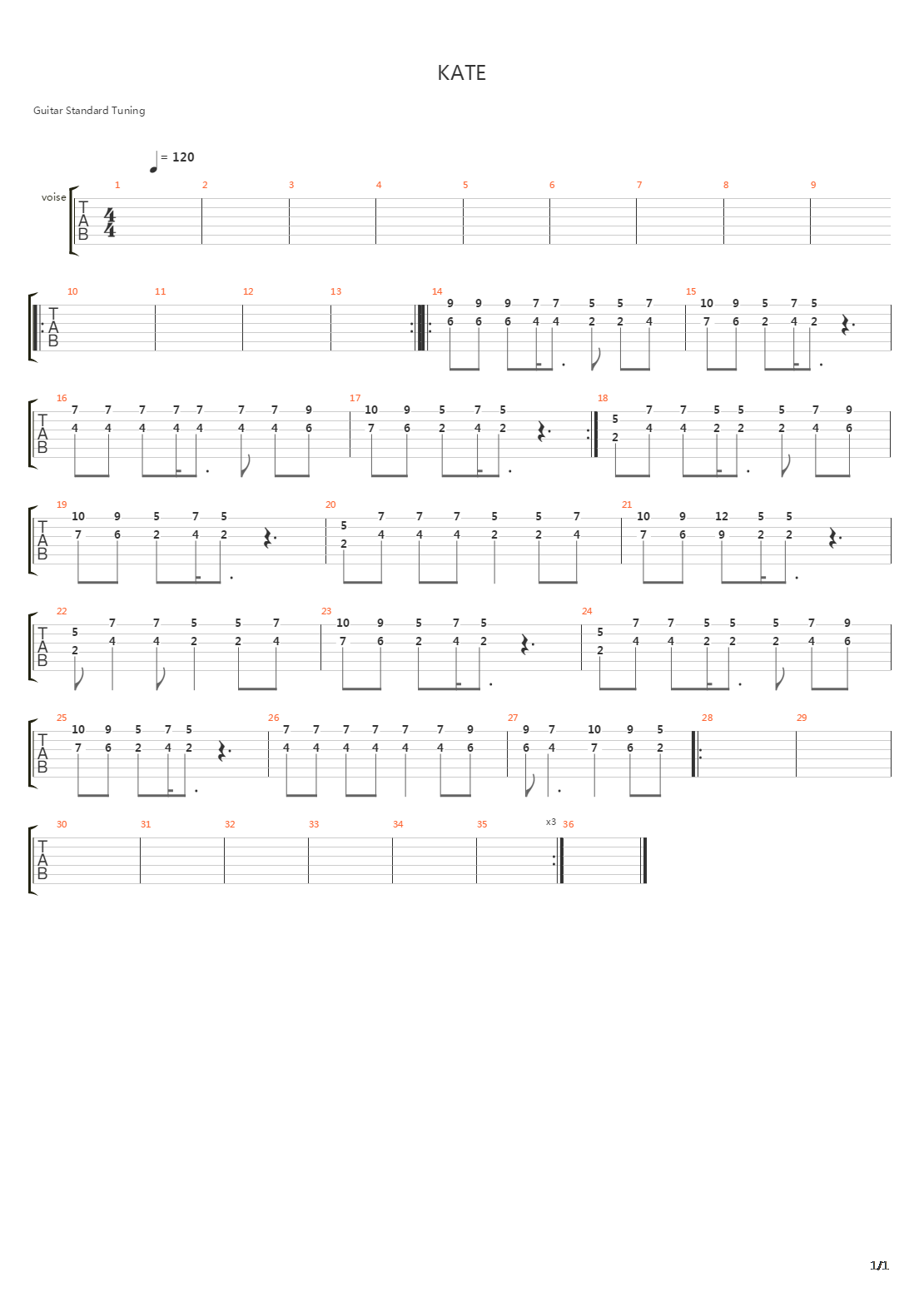 Kate吉他谱