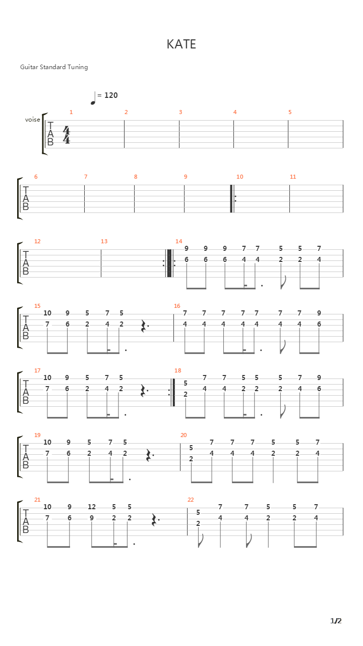 Kate吉他谱