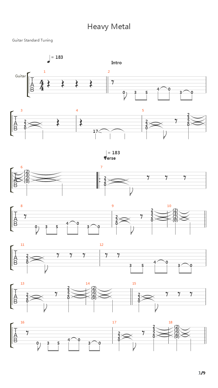 Heavy Metal吉他谱