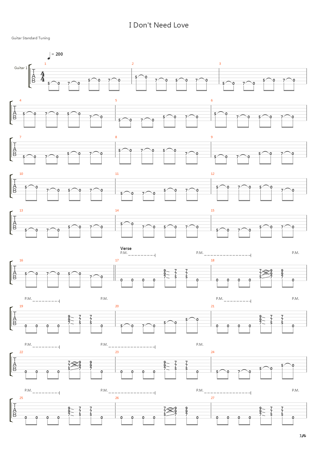 I Dont Need Love吉他谱