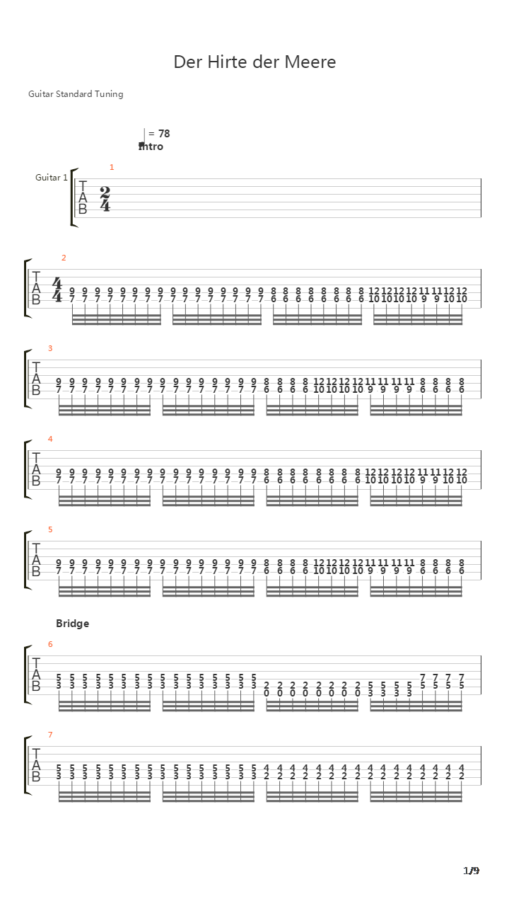 Der Hirte Der Meere吉他谱