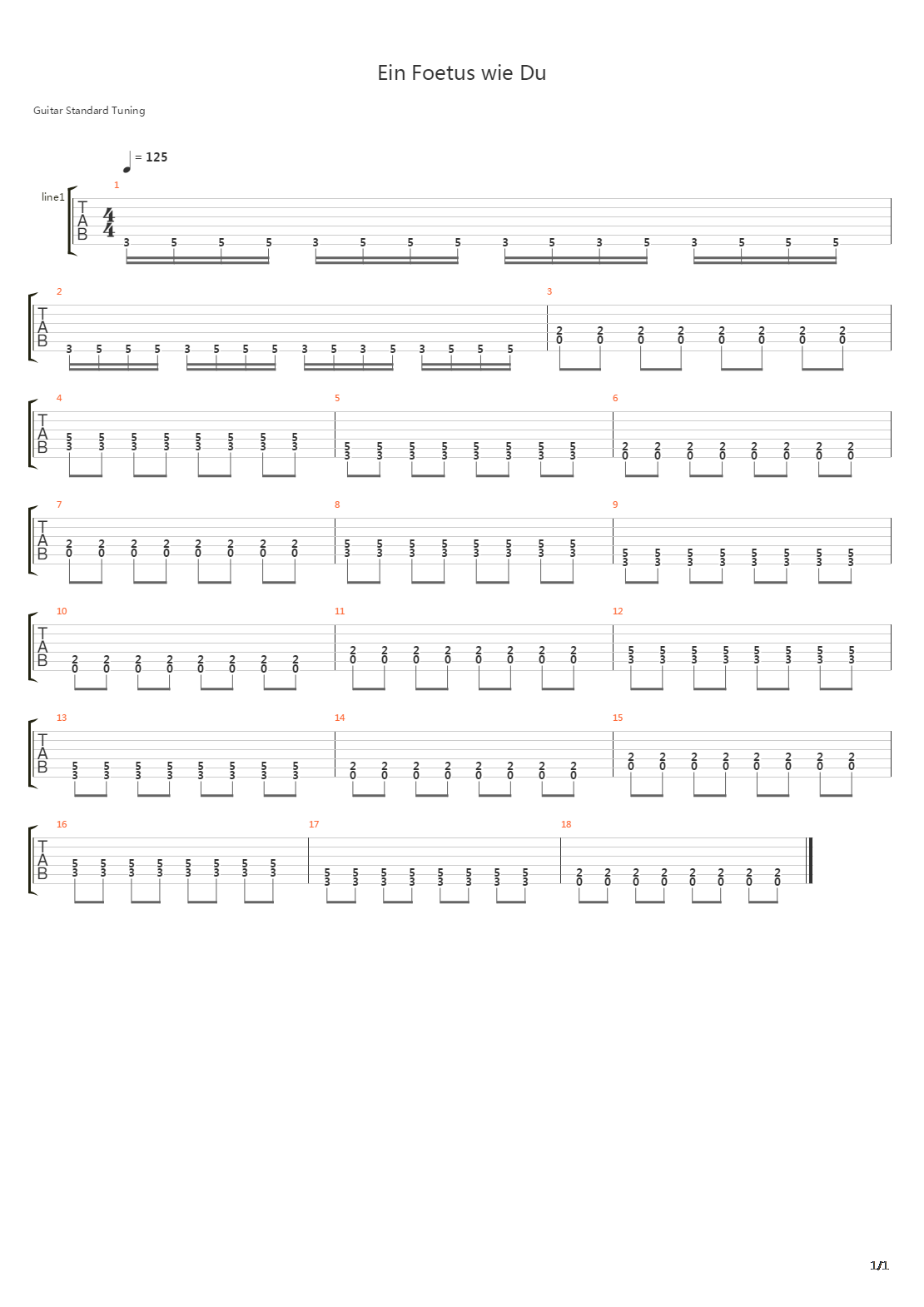 Ein Foetus Wie Du吉他谱