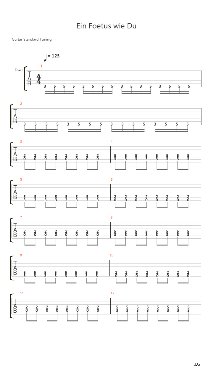 Ein Foetus Wie Du吉他谱