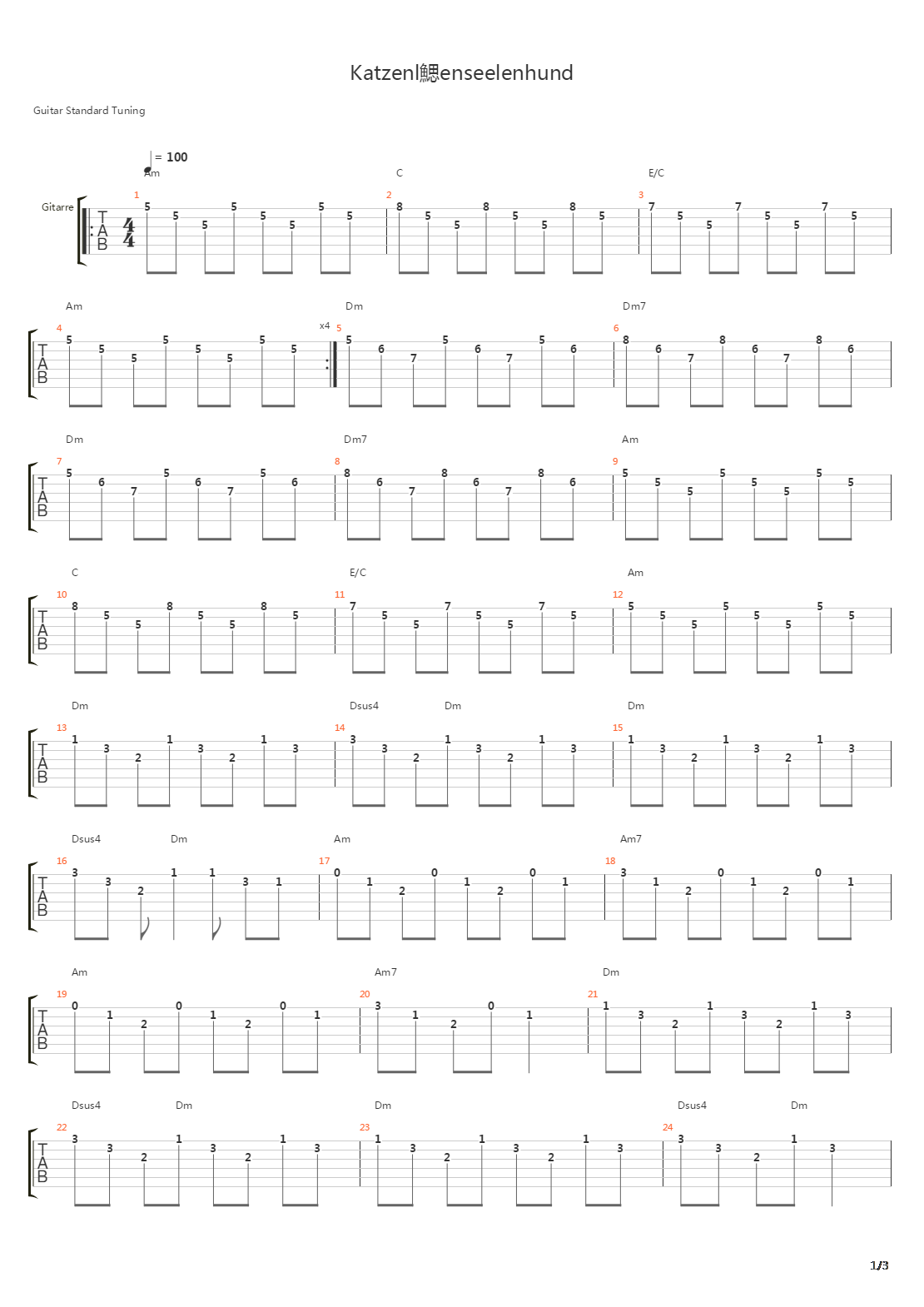 Katzenloewenseelenhund吉他谱