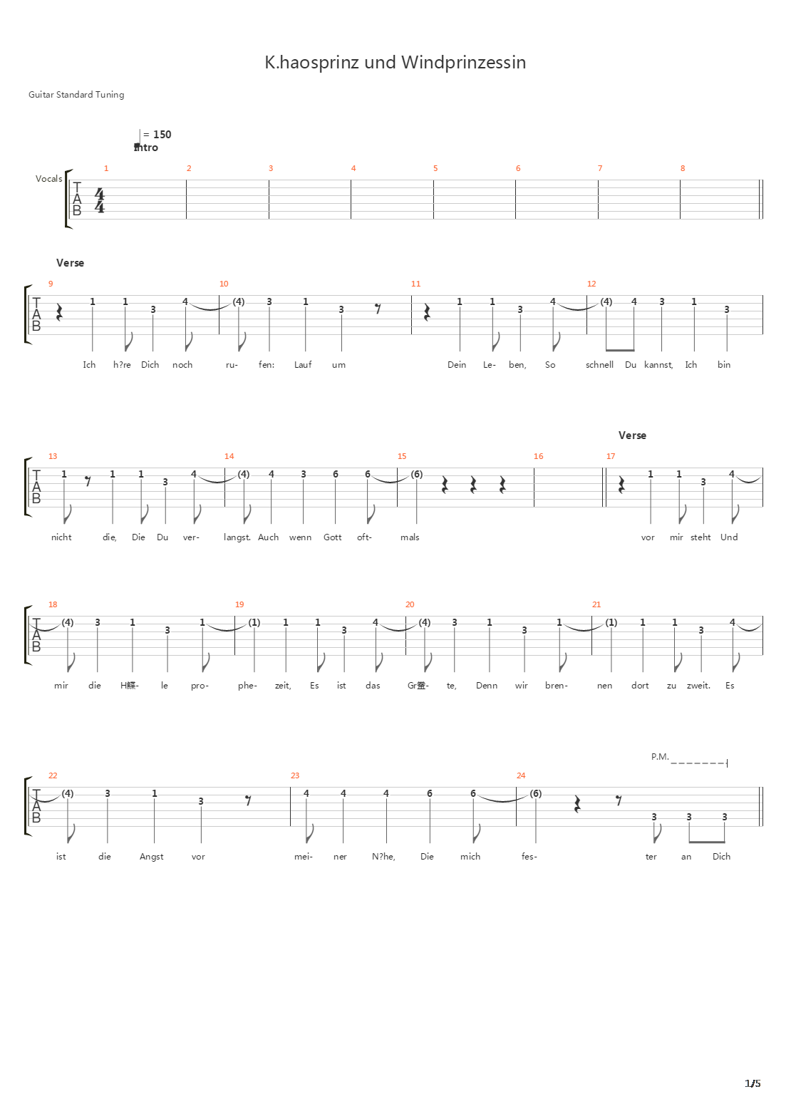 Khaosprinz Und Windprinzessin吉他谱