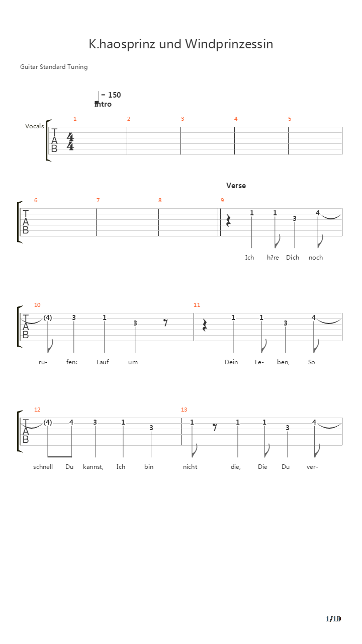 Khaosprinz Und Windprinzessin吉他谱
