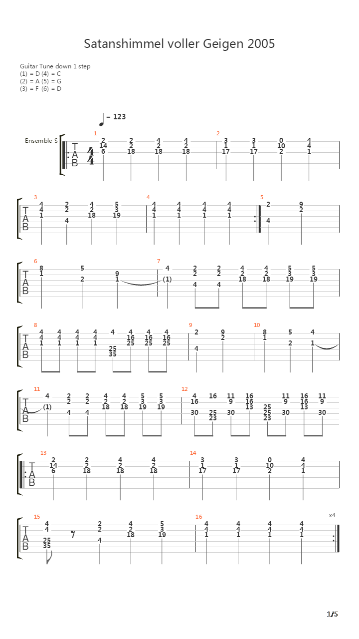Satanshimmel Voller Geigen吉他谱
