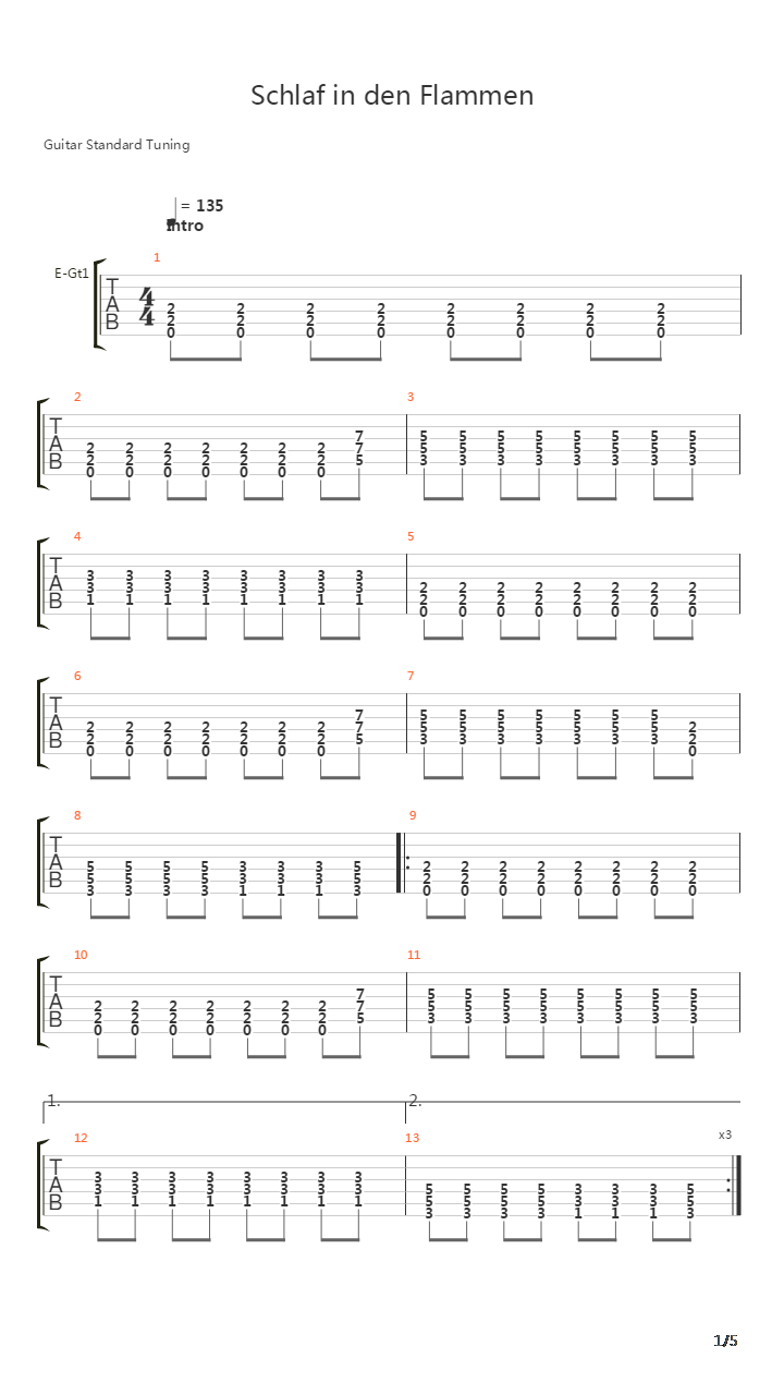 Schlaf In Den Flammen吉他谱