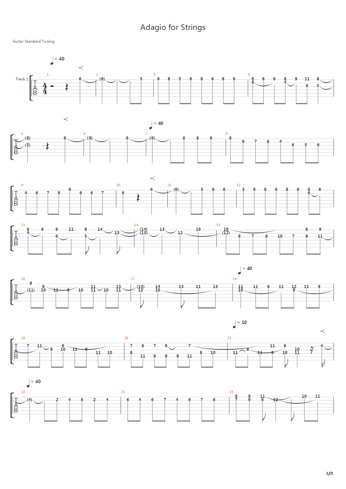 Adagio For Strings吉他谱