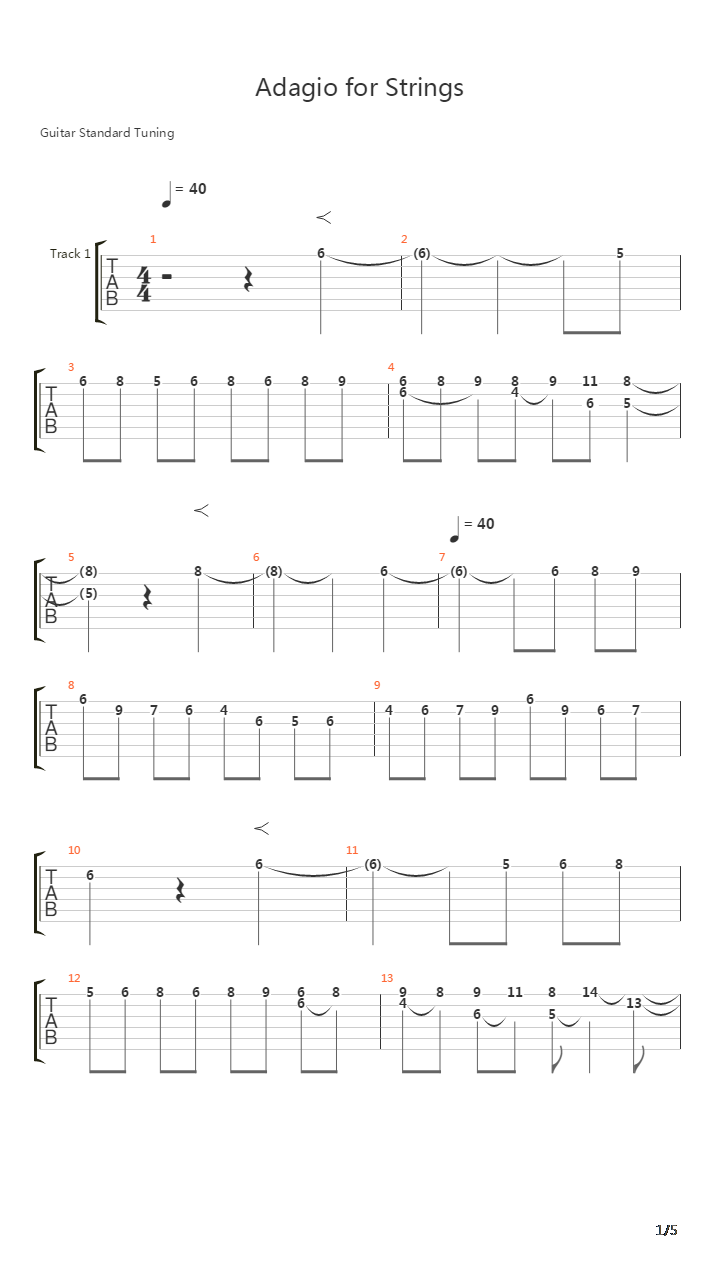 Adagio For Strings吉他谱