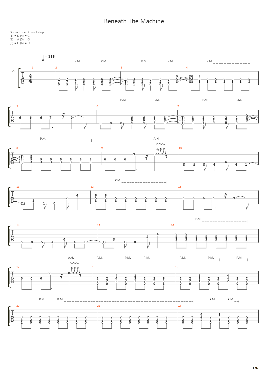 Beneath The Machine吉他谱