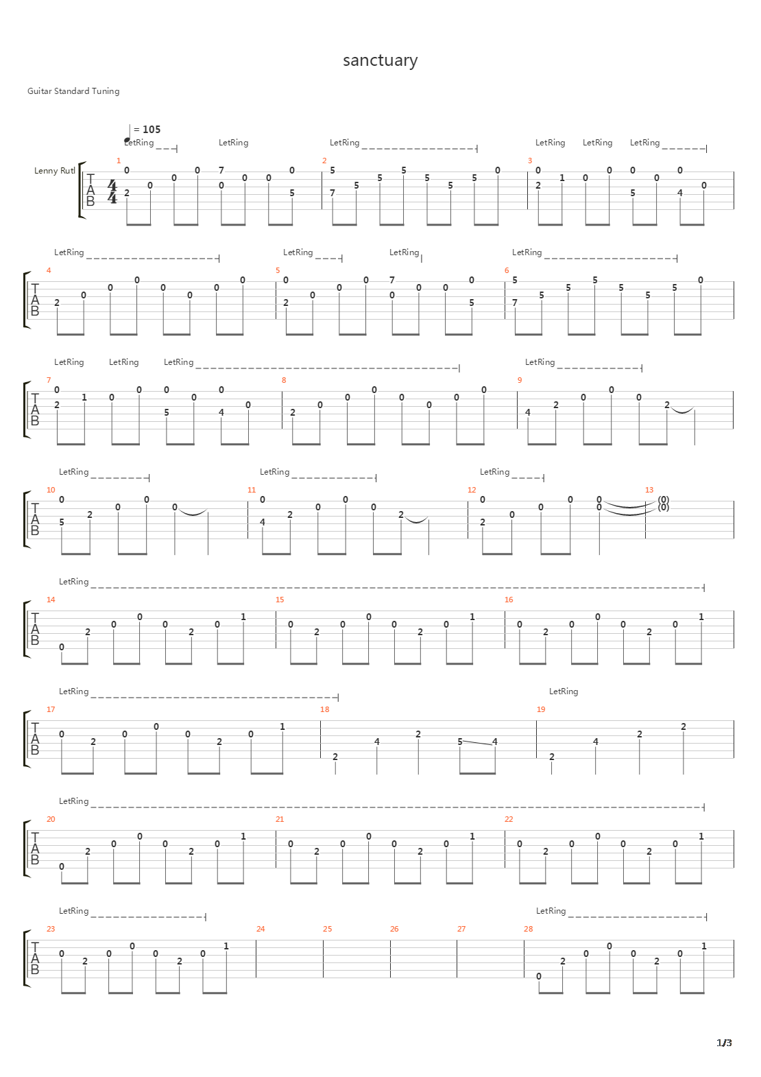 Sanctuary吉他谱
