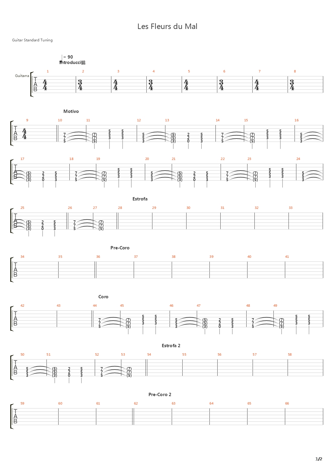 Les Fleurs Du Mal吉他谱