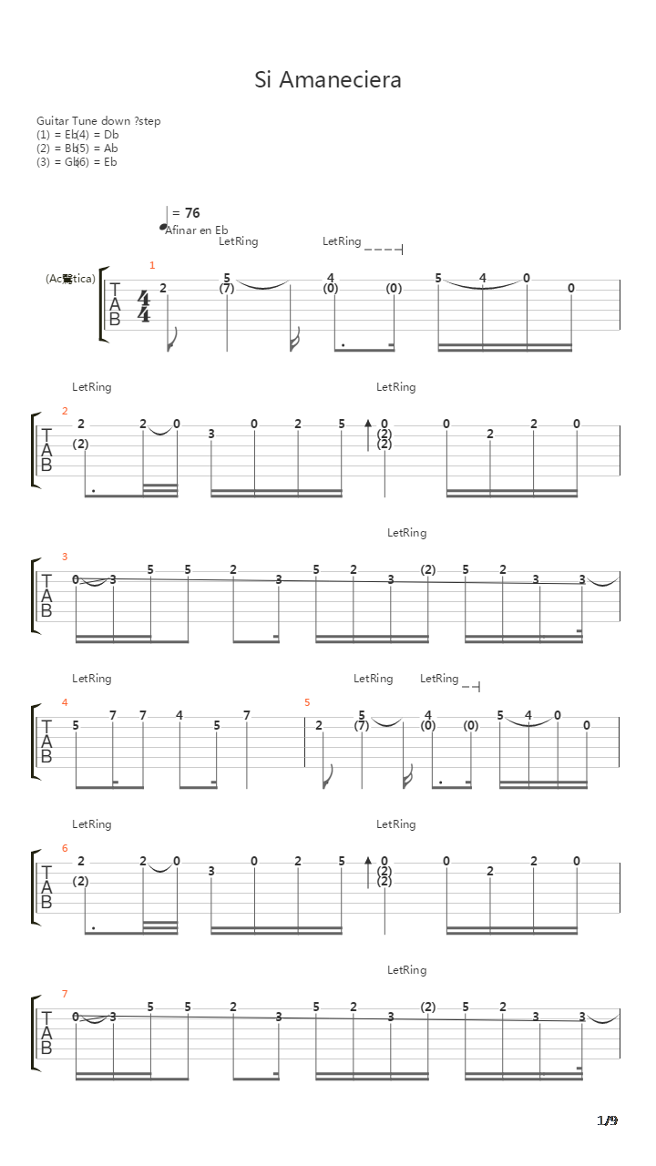 Si Amaneciera吉他谱