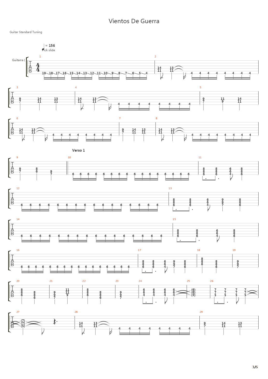 Vientos De Guerra吉他谱