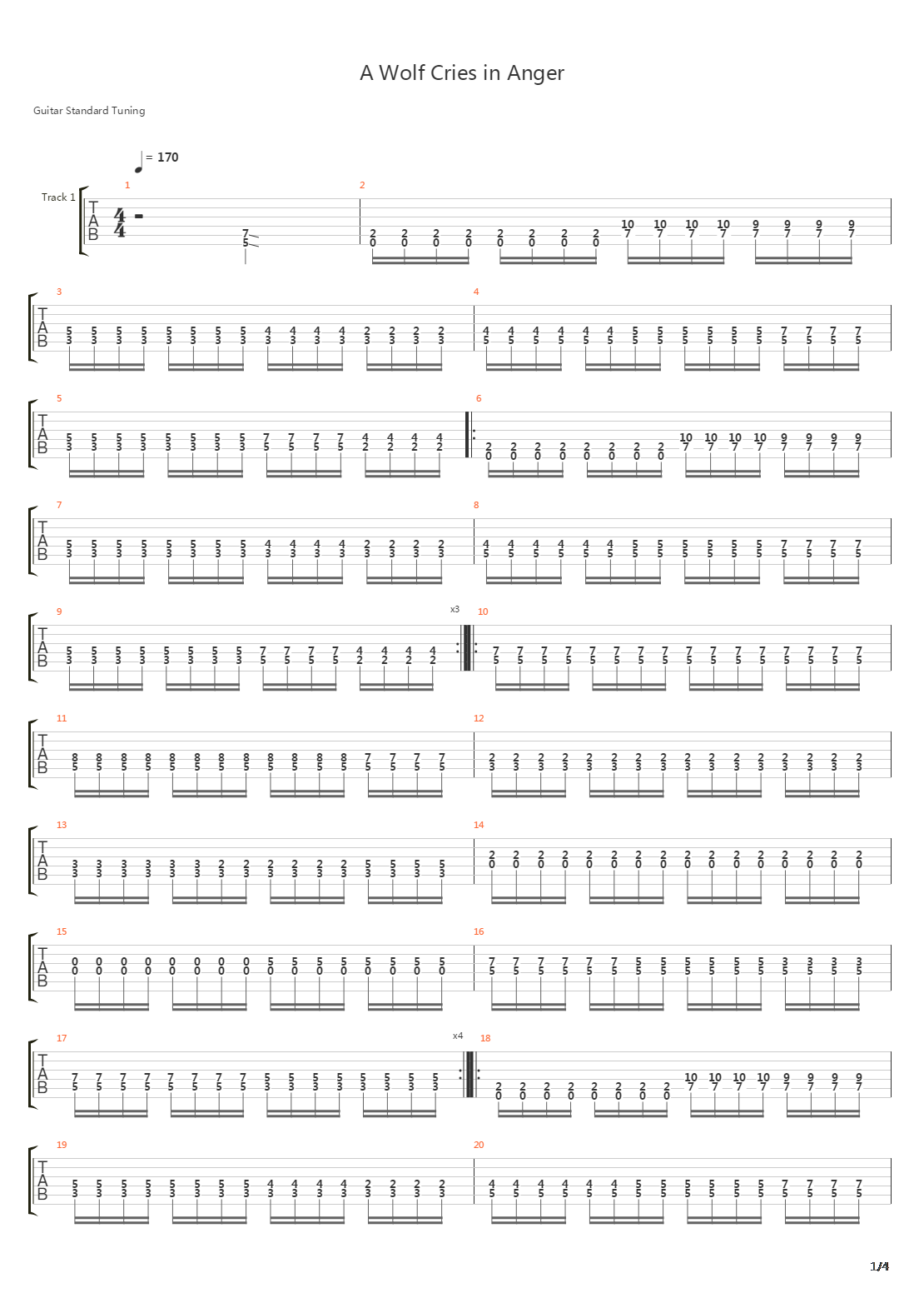 A Wolf Cries In Anger吉他谱