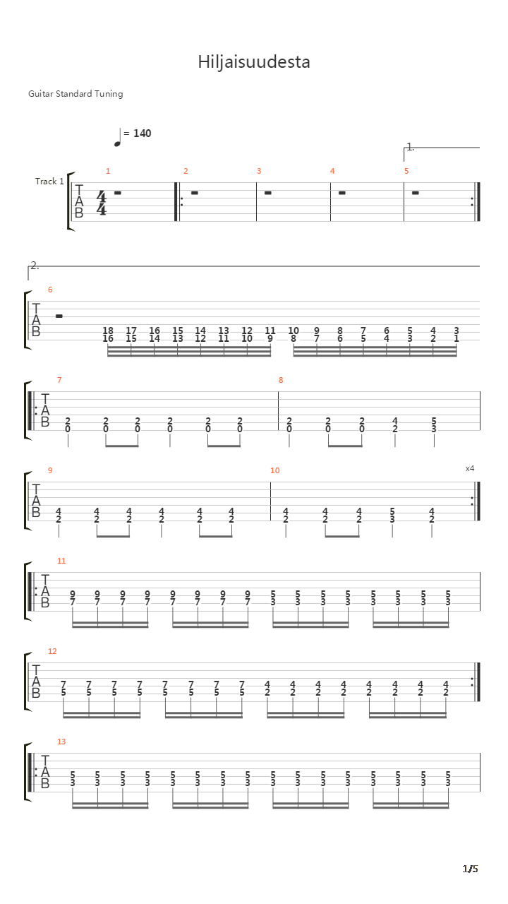 Hiljaisuudesta吉他谱