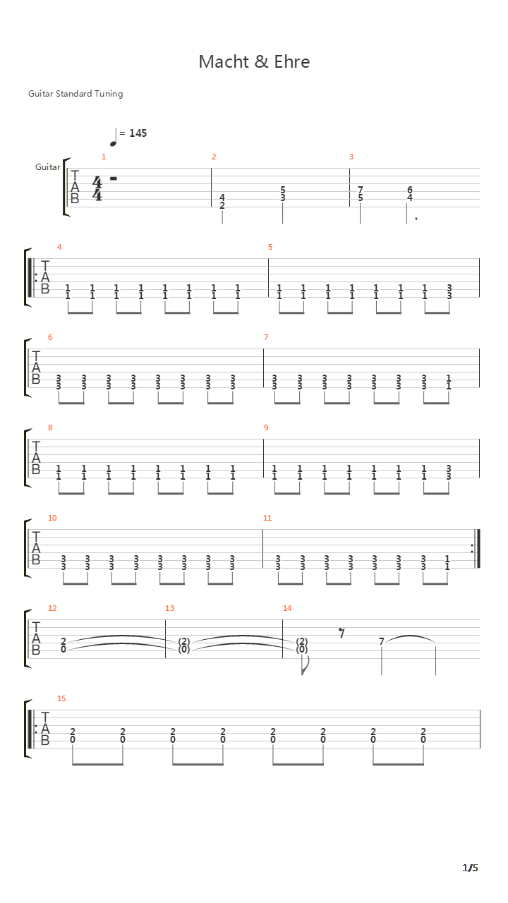 Macht Ehre吉他谱