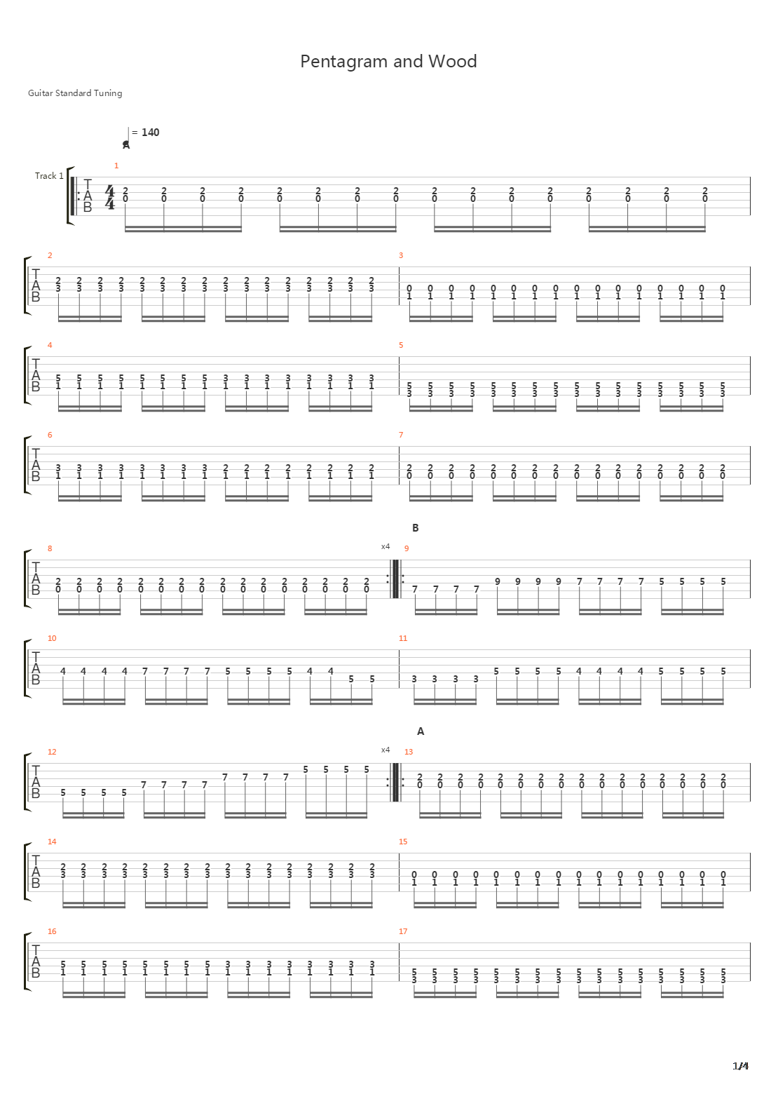 Pentagram And Wood吉他谱