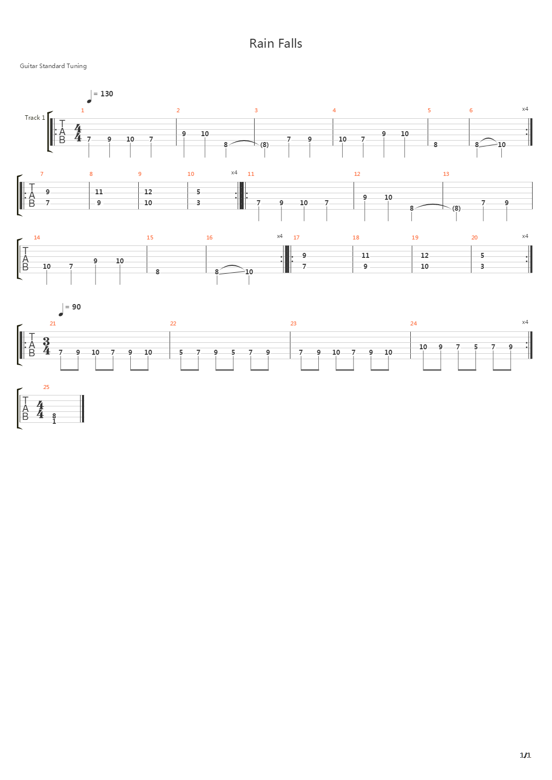 Rain Falls吉他谱