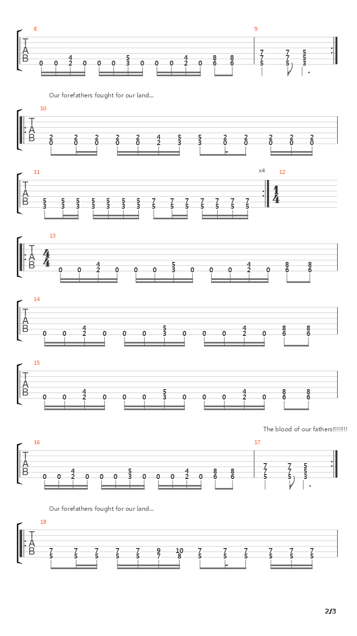 The Blood Of Our Fathers吉他谱