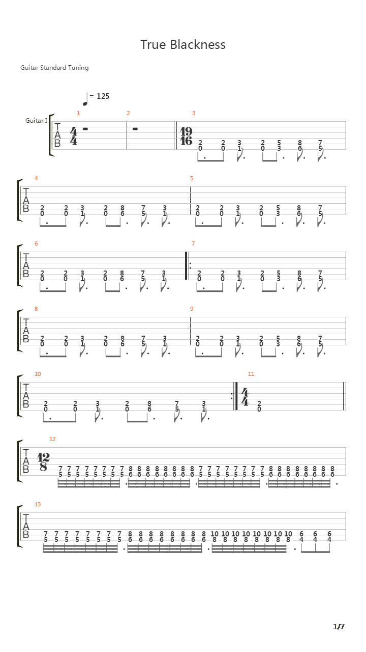 True Blackness吉他谱