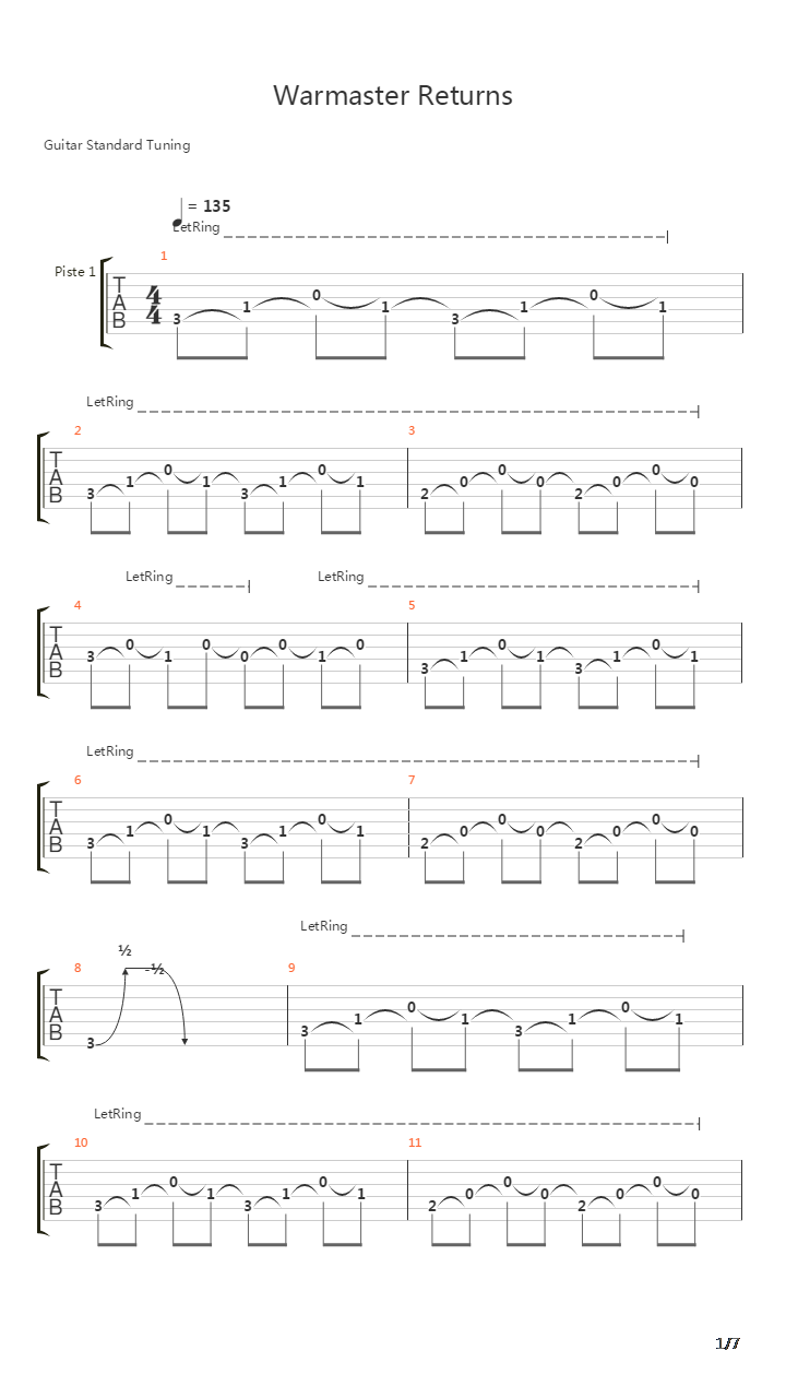 Warmaster Returns吉他谱