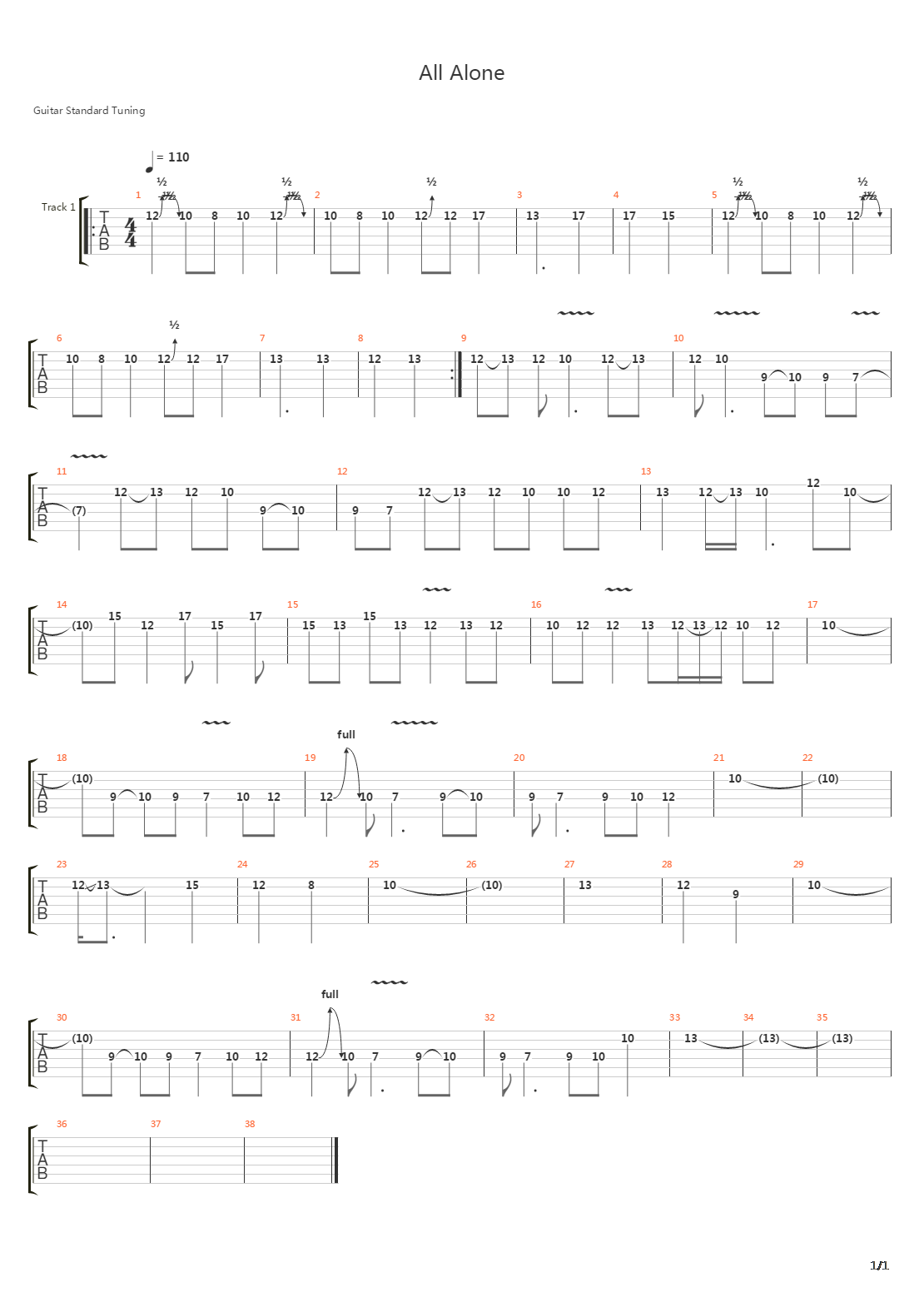 All Alone吉他谱