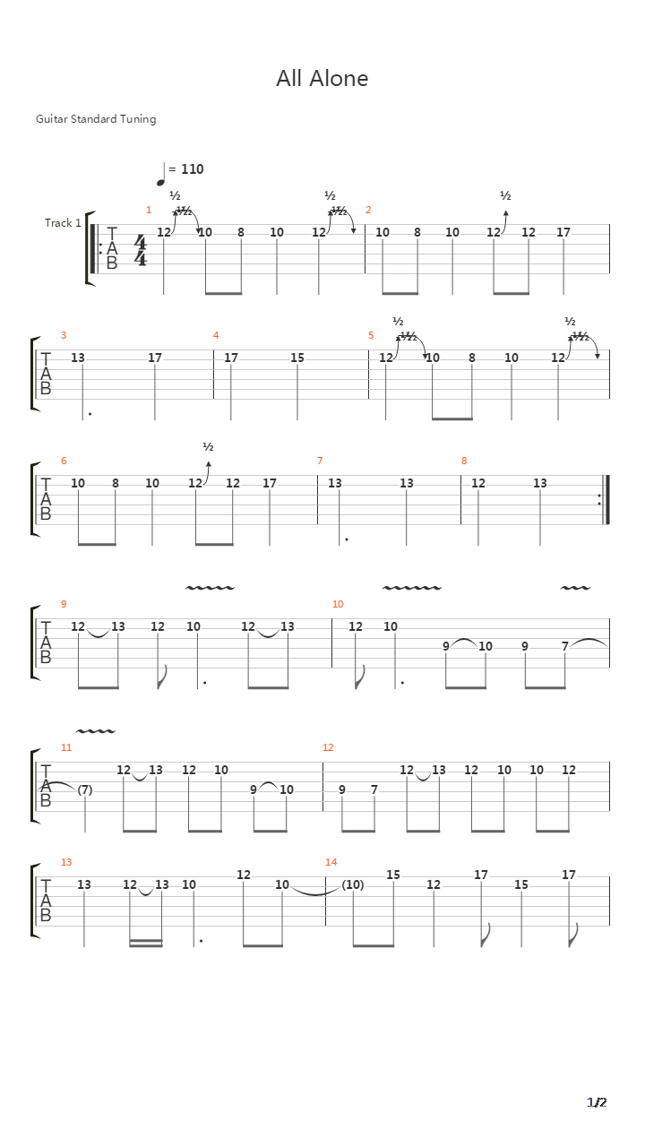 All Alone吉他谱