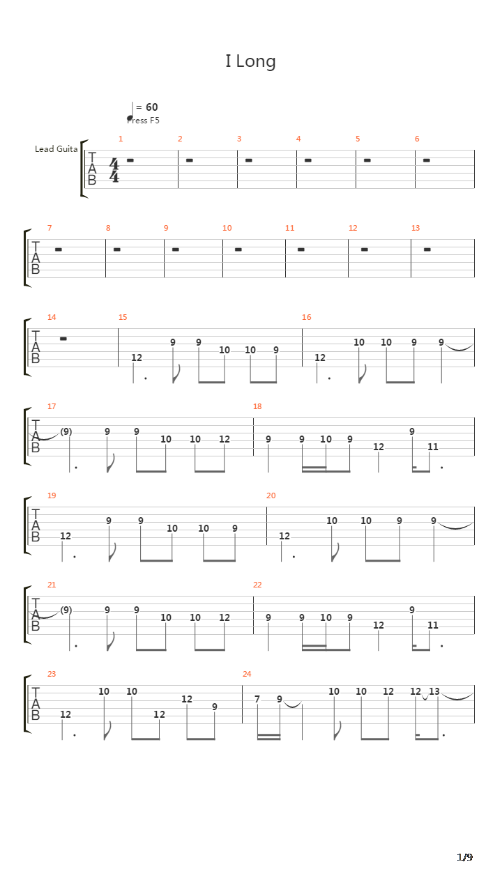 I Long吉他谱