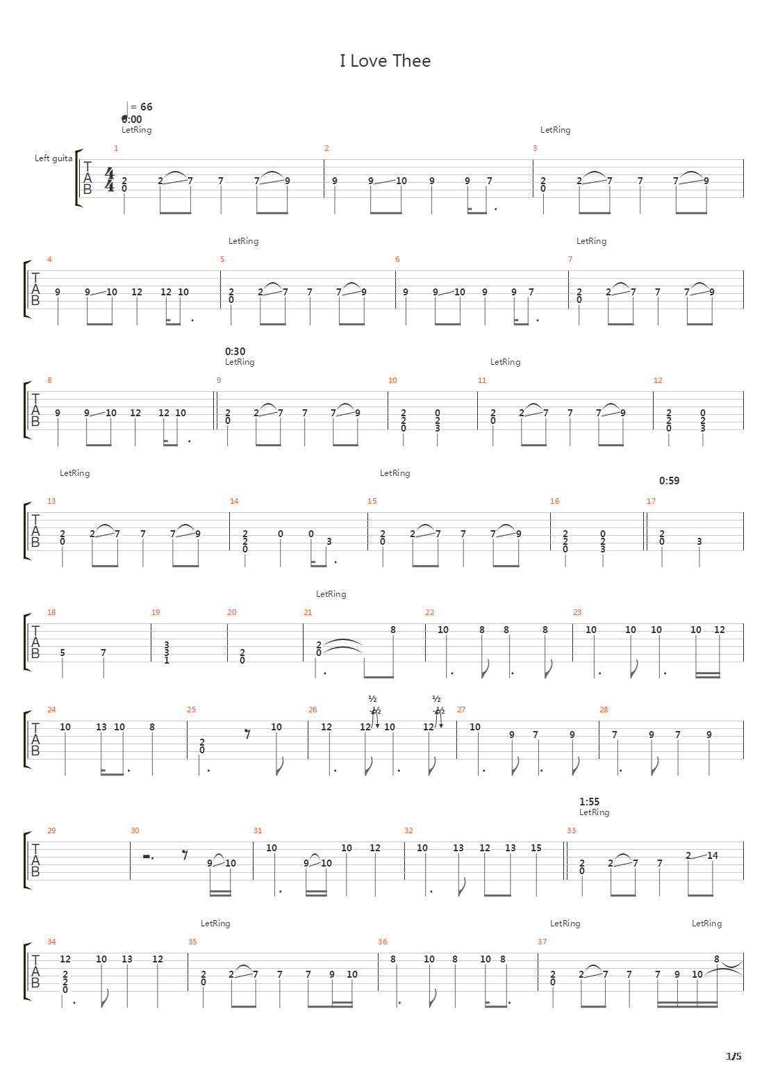 I Love Thee吉他谱