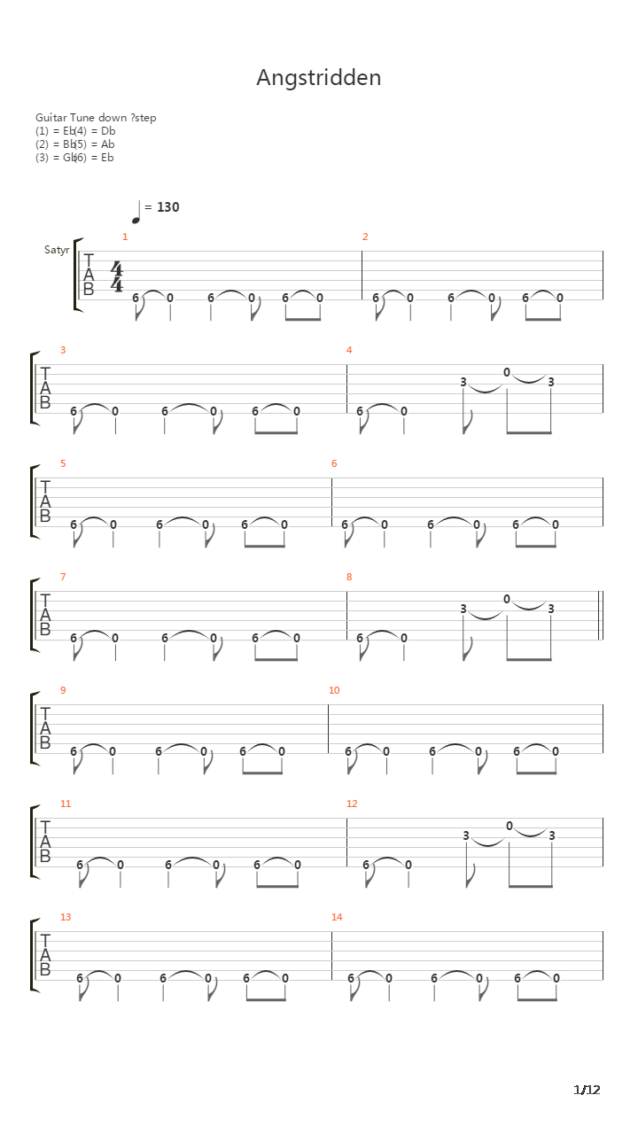 Angstridden吉他谱