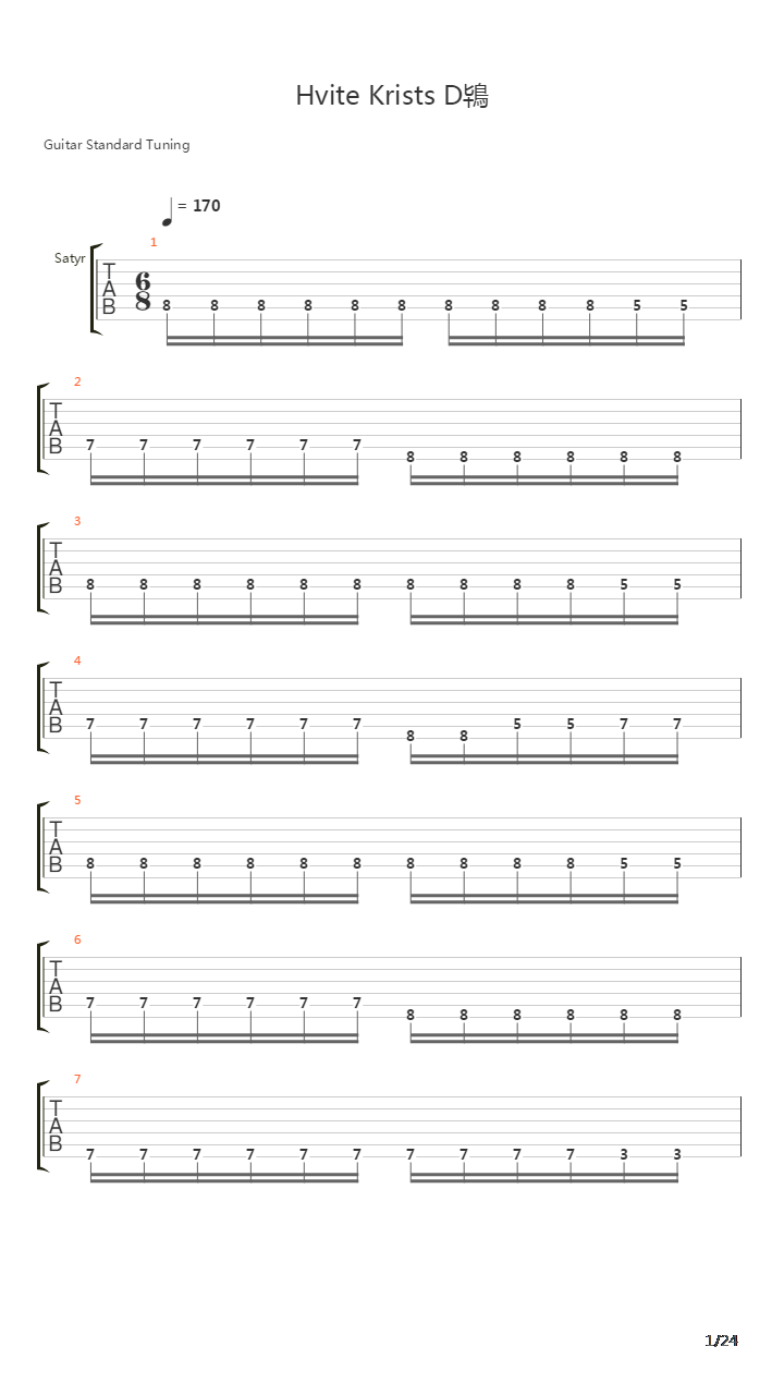 Hvite Krists Dd吉他谱