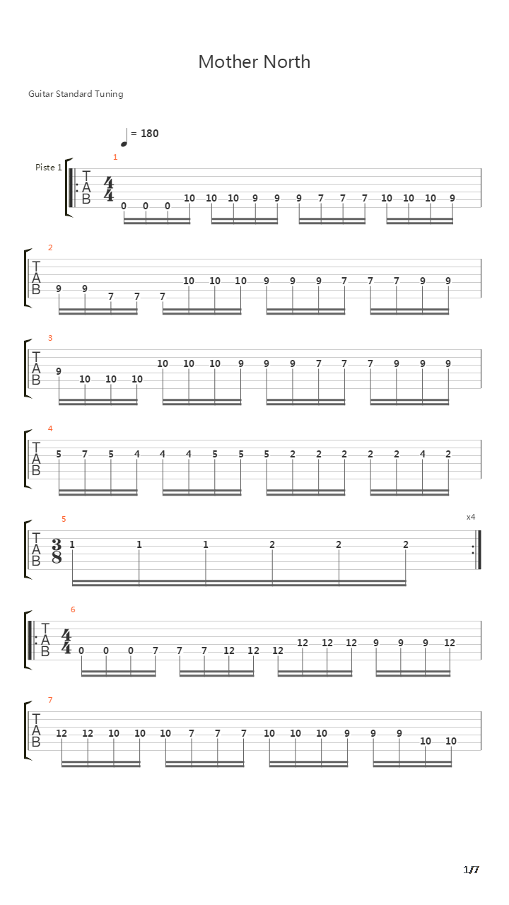 Mother North吉他谱