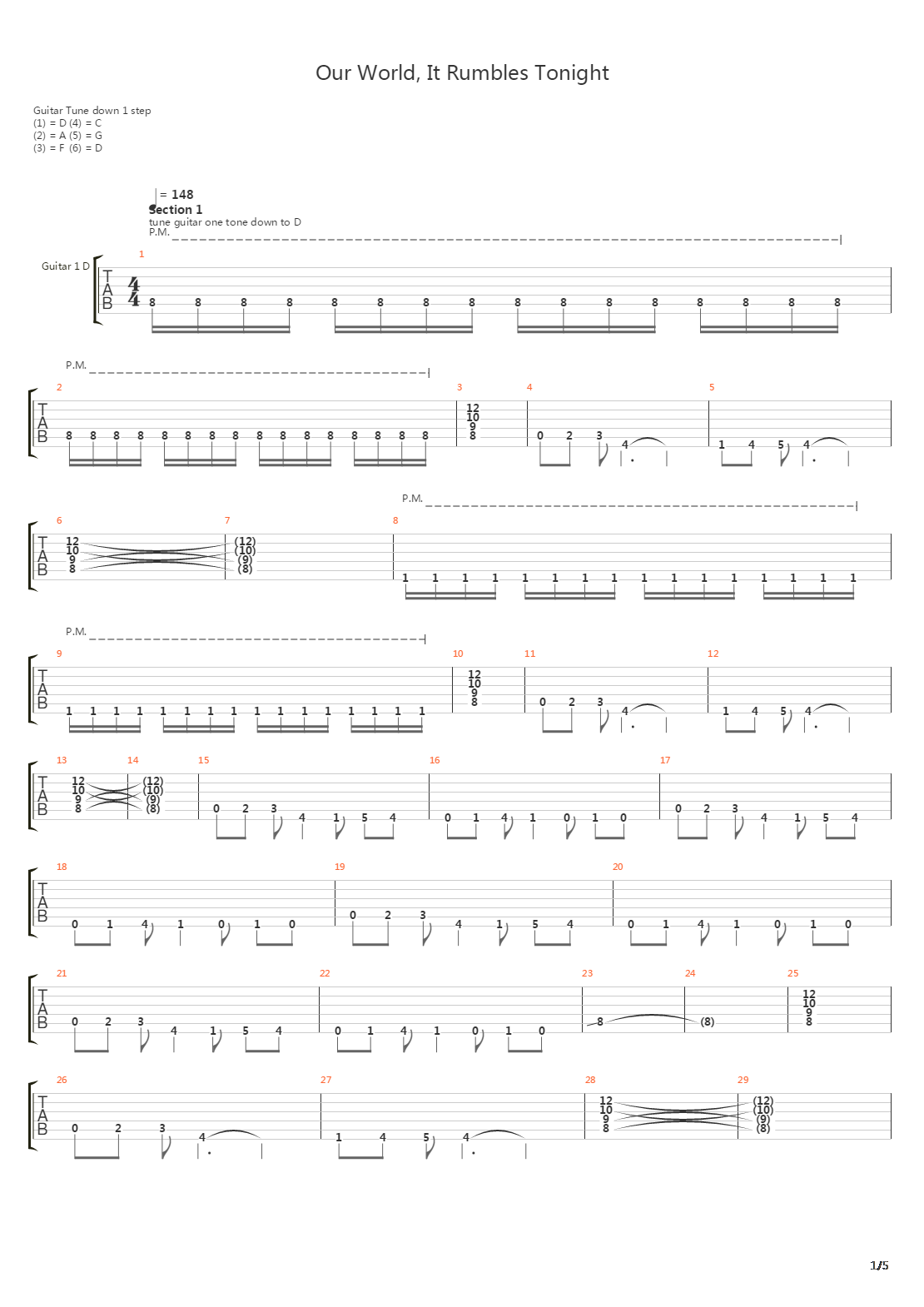 Our World It Rumbles Tonight吉他谱