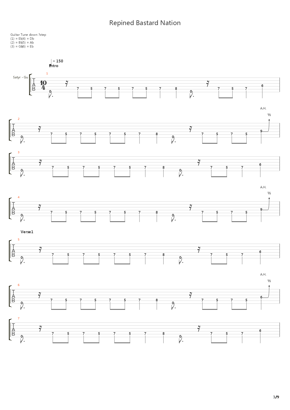 Repined Bastard Nation吉他谱