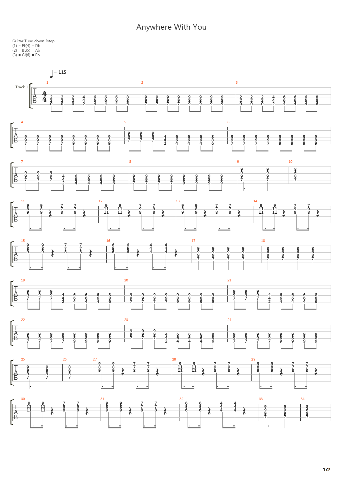 Anywhere With You吉他谱