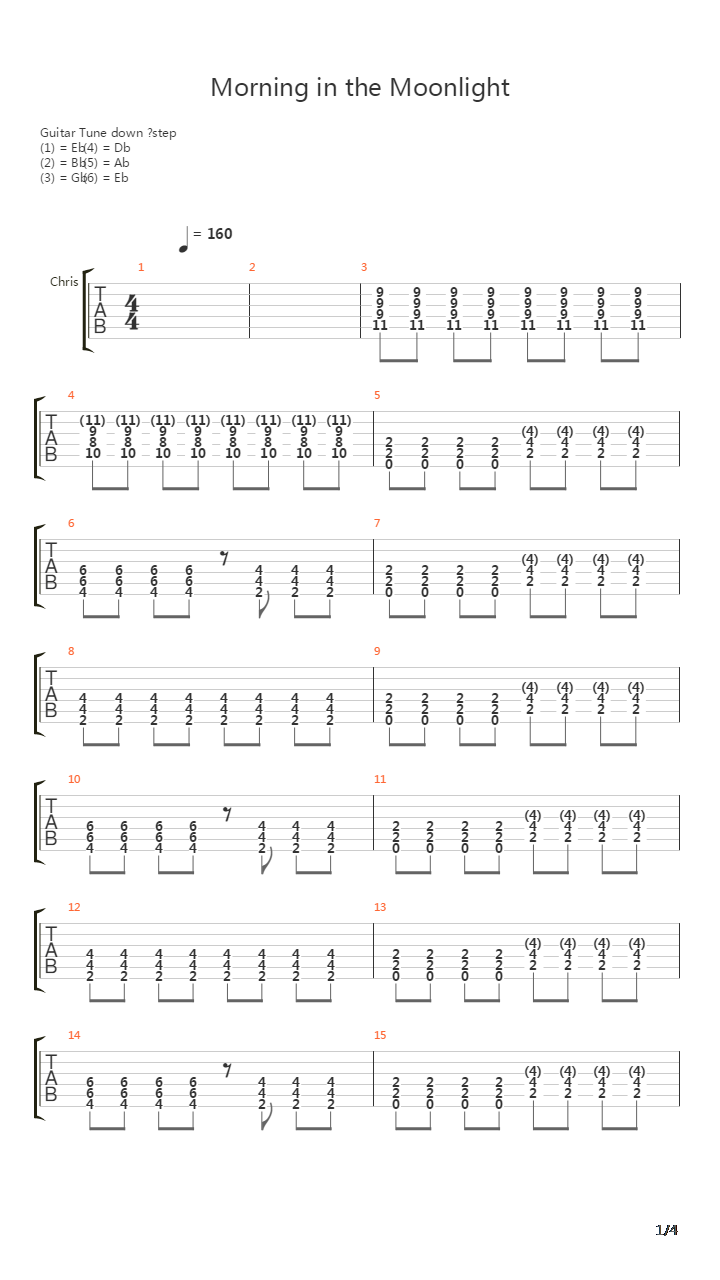 Morning In The Moonlight吉他谱