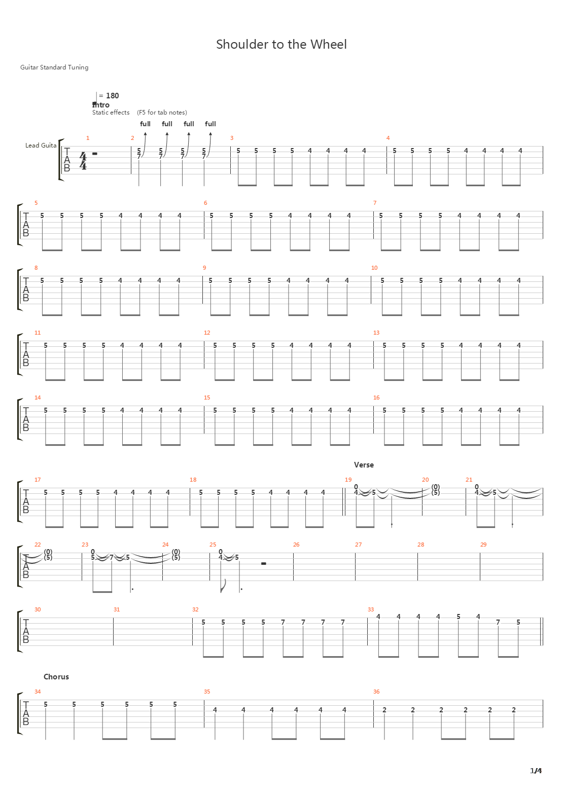 Shoulder To The Wheel吉他谱