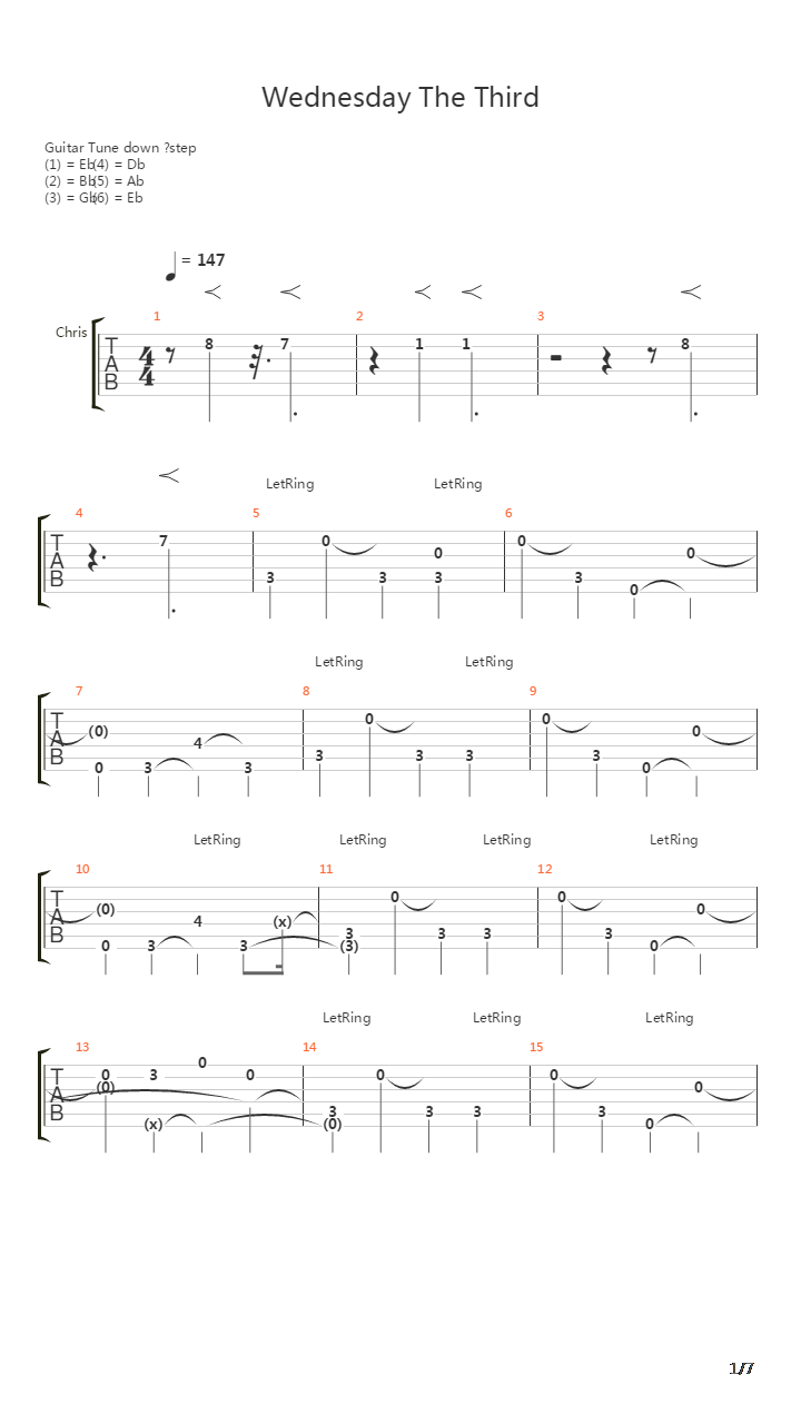 Wednesday The Third吉他谱