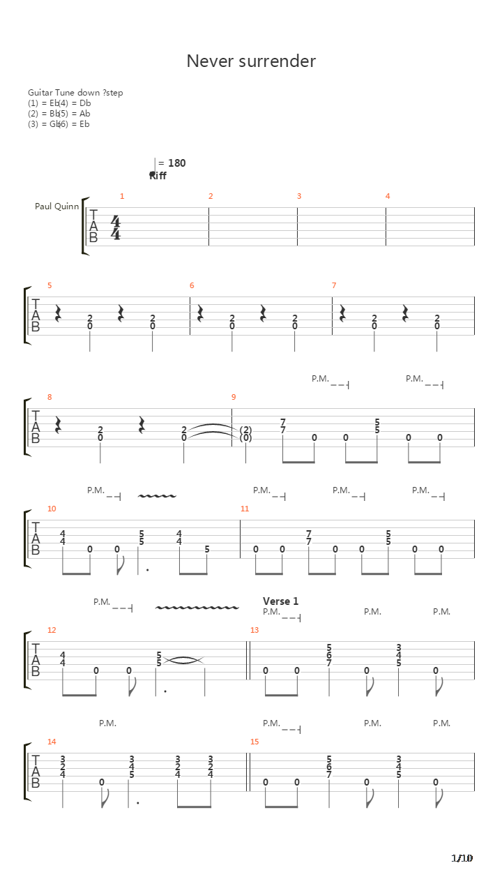Never Surrender吉他谱