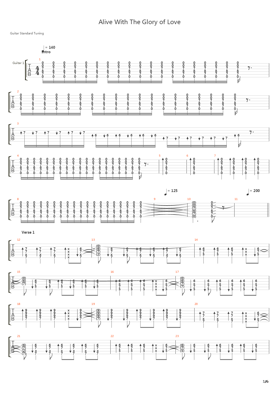 Alive With The Glory Of Love吉他谱
